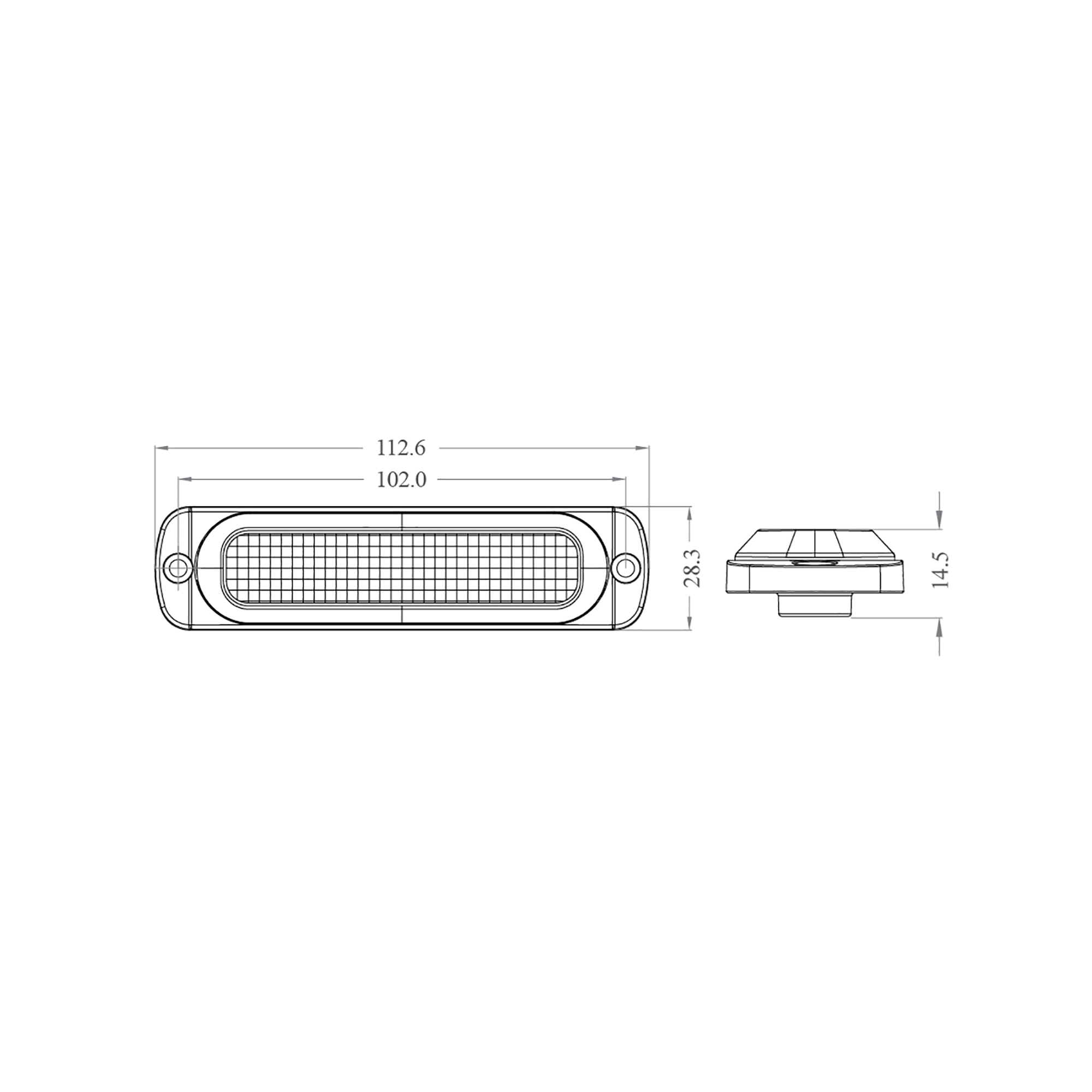 RCV2215 Slimline Amber LED Strobe Light tech diagram